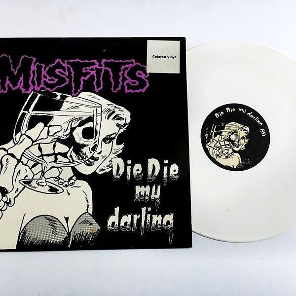 Misfits Die Die My Darling tribute ReAction vinyl with black white cover art and a white vinyl record labeled colored vinyl.