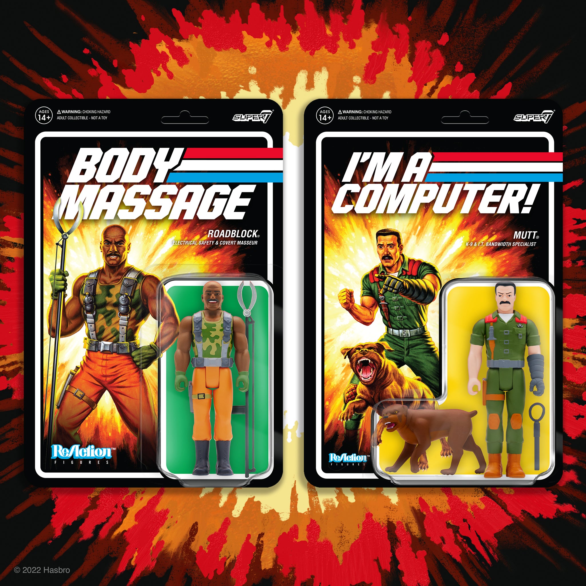 Two retro style Super7 action figure blister packs displayed side by side