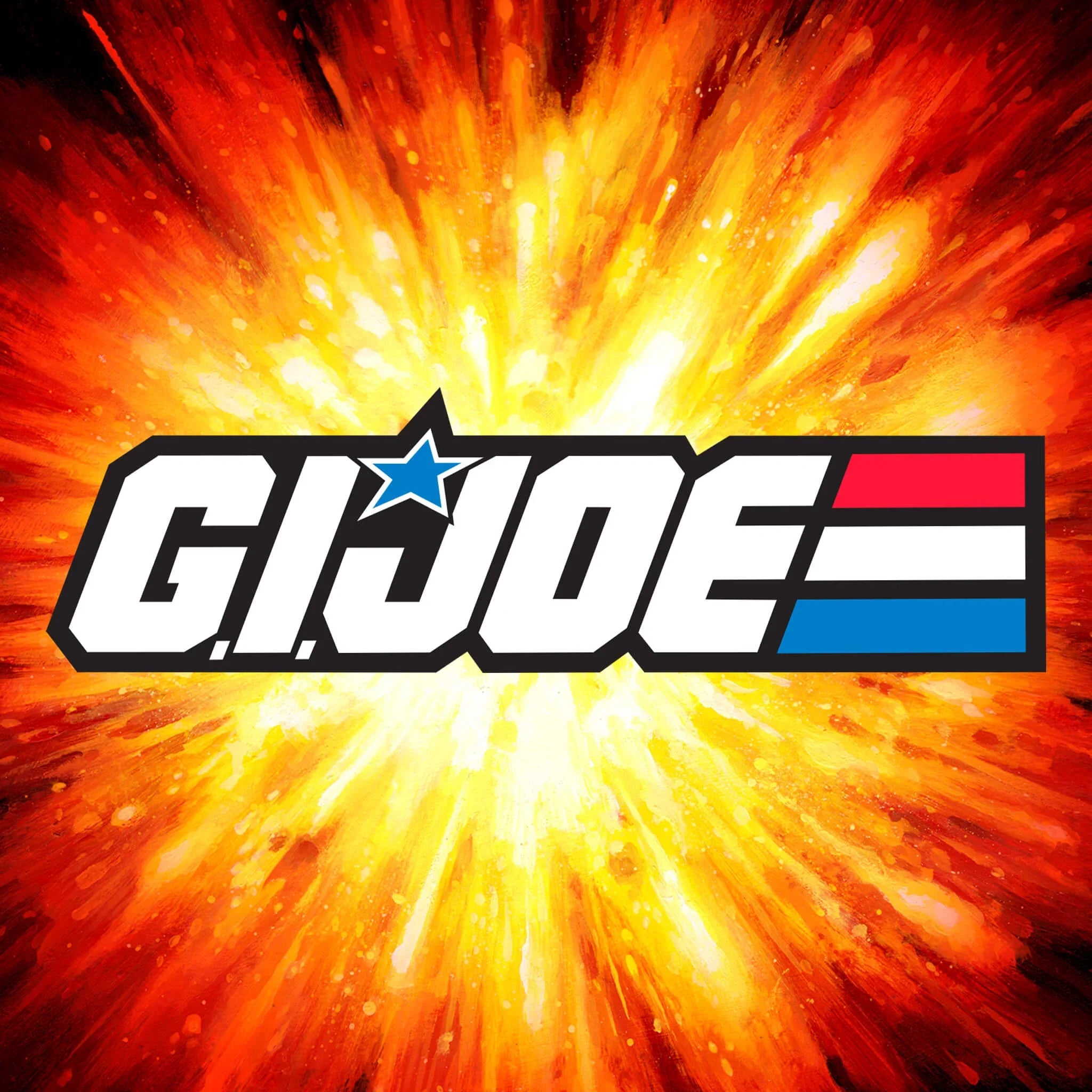 G I Joe collection cover featuring a bold logo at the bottom against a fiery orange explosion backdrop.