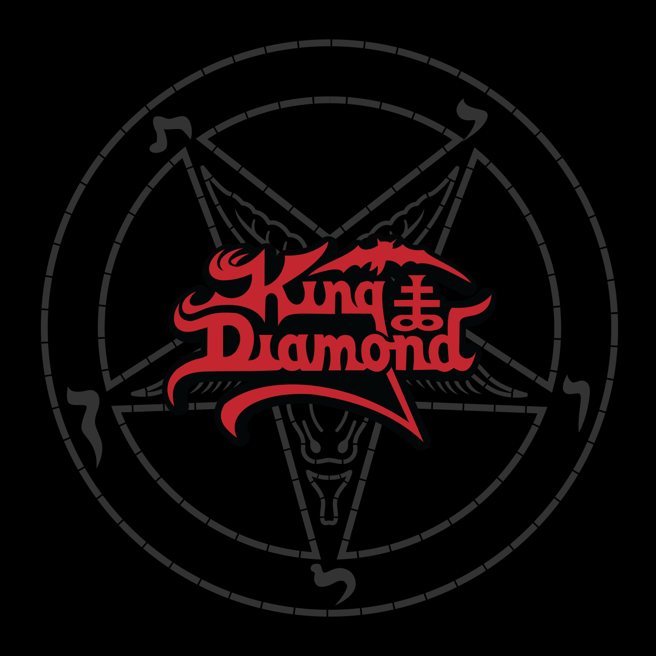 King Diamond logo artwork over a black background with an occult pentagram design