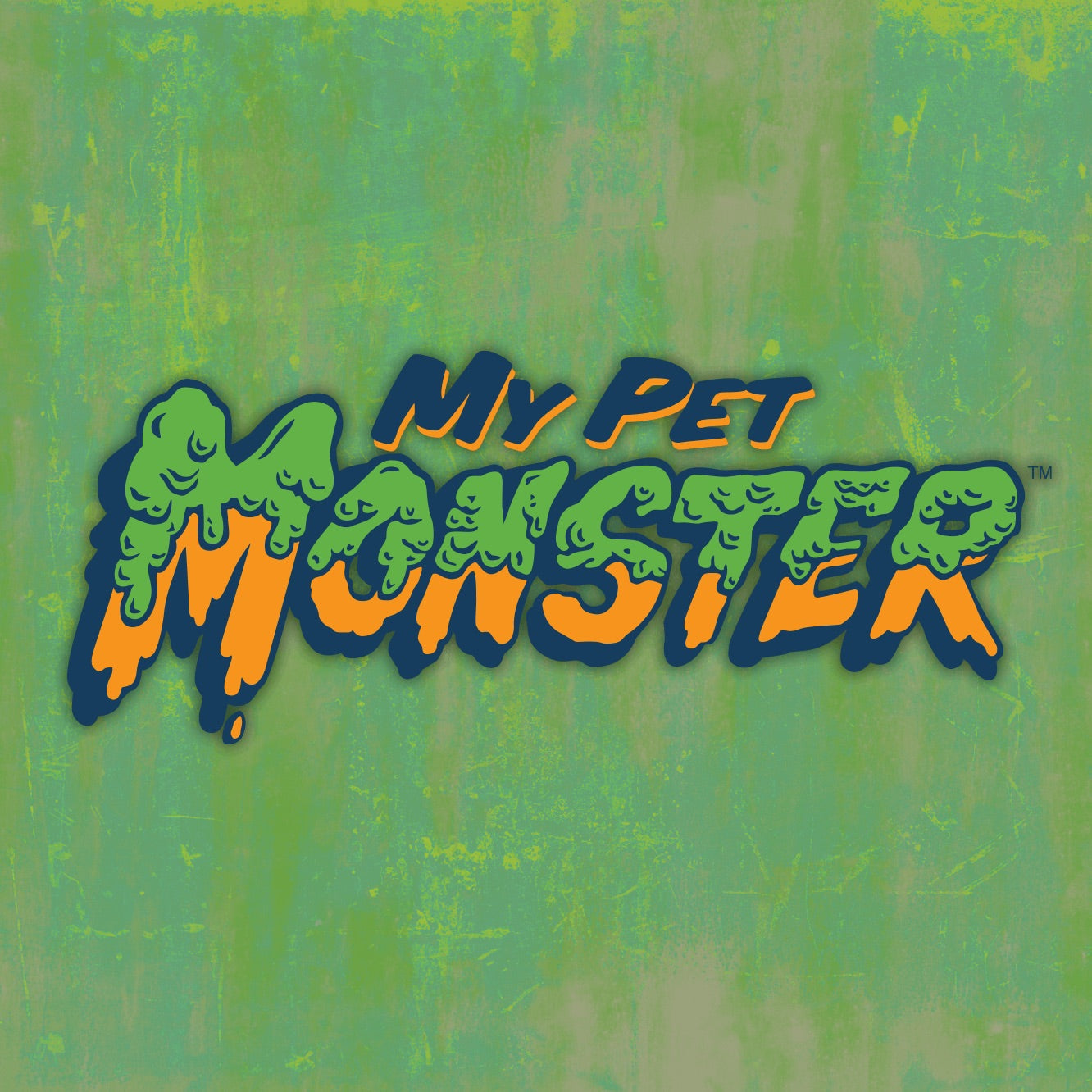Bright green My Pet Monster cover art with bold orange and blue logo on a lime background.