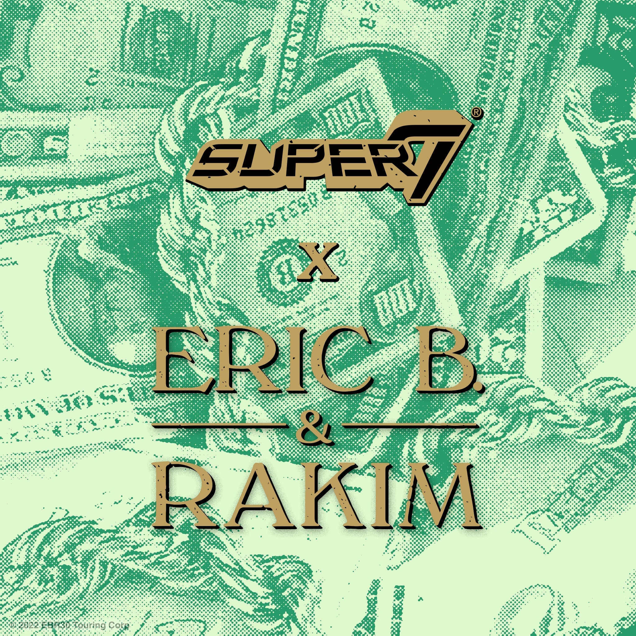 Eric B and Rakim album style artwork with bold serif title over a retro halftone background