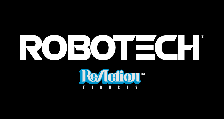Robotech logo with ReAction Figures branding on a black background.