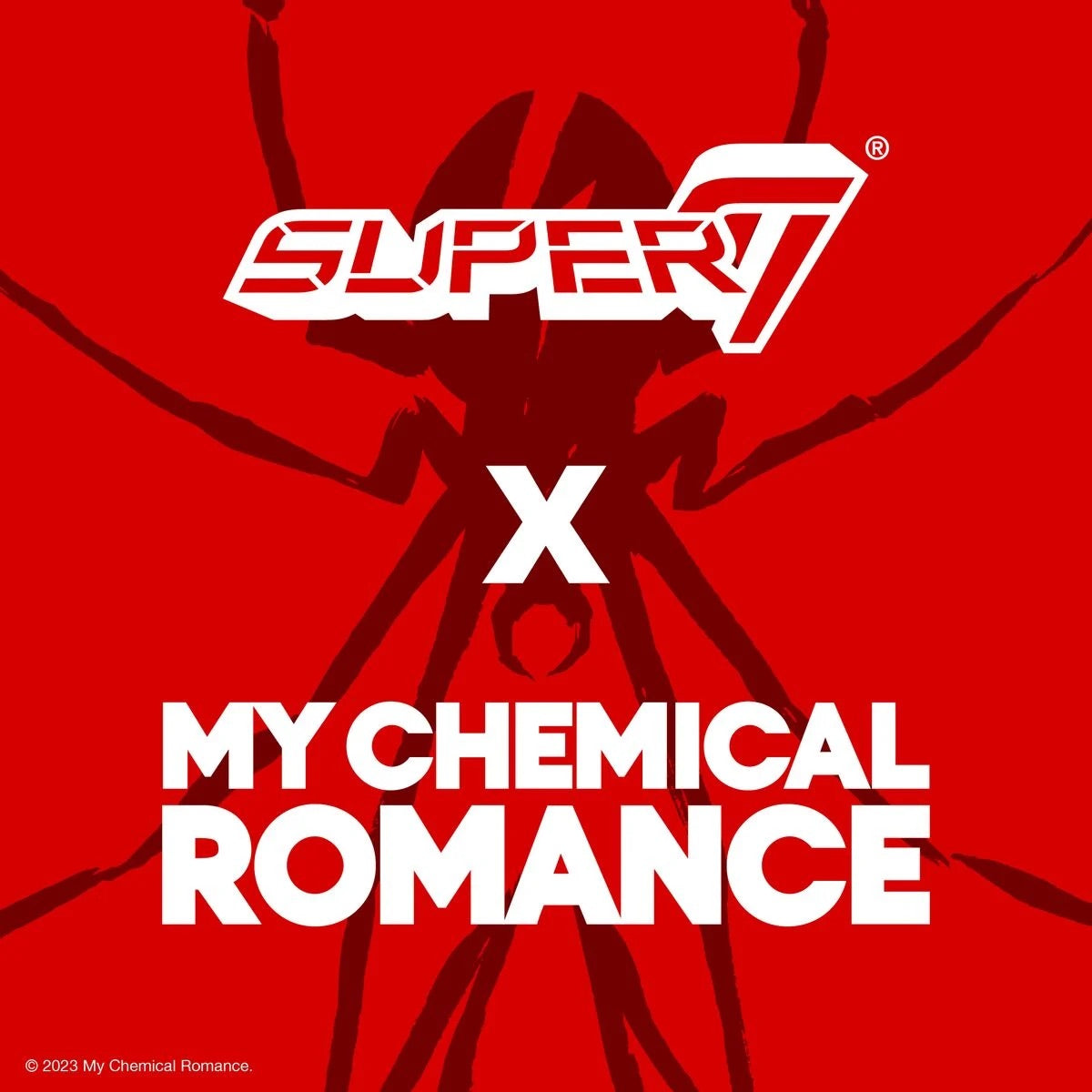 My Chemical Romance x Super7 collection cover with bold white text on a red background.