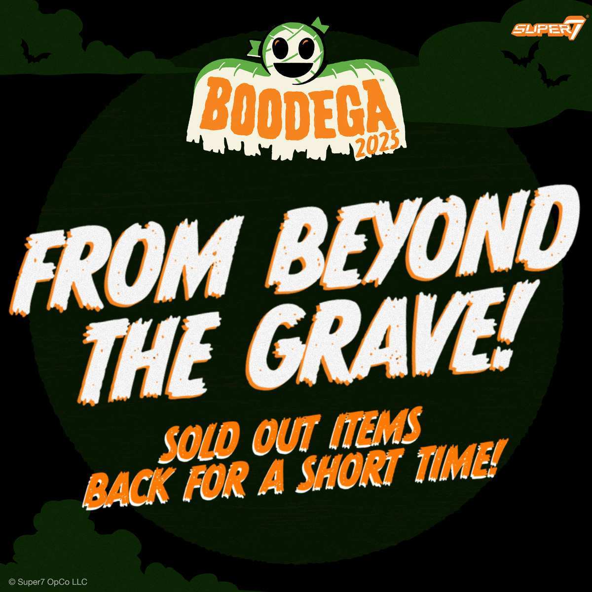 Promotional poster for Boodega 2025 featuring the slogan From Beyond The Grave and a sold out items note