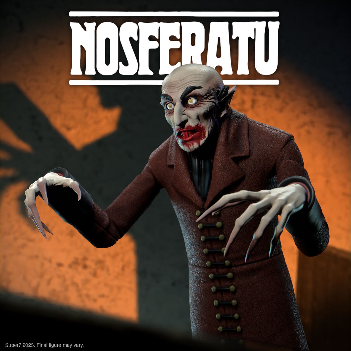 Nosferatu figure from Super7 Classic Horror Films collection posed against a dark background.