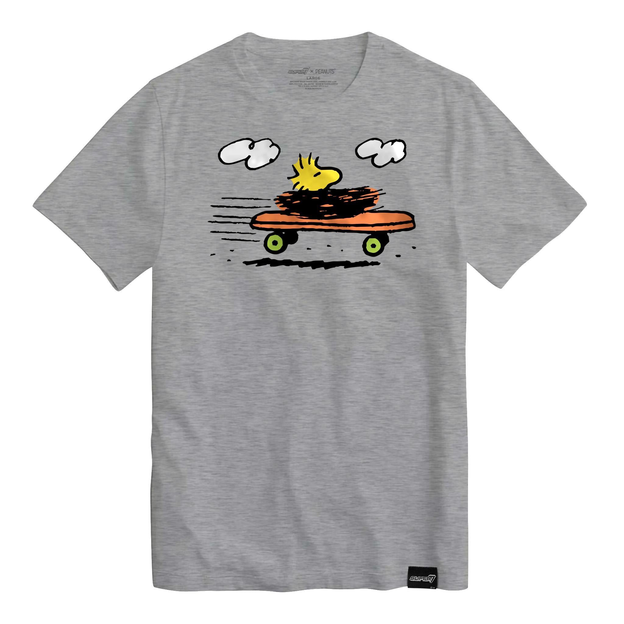 Peanuts T-Shirts - Woodstock Skateboard (Heather Grey)