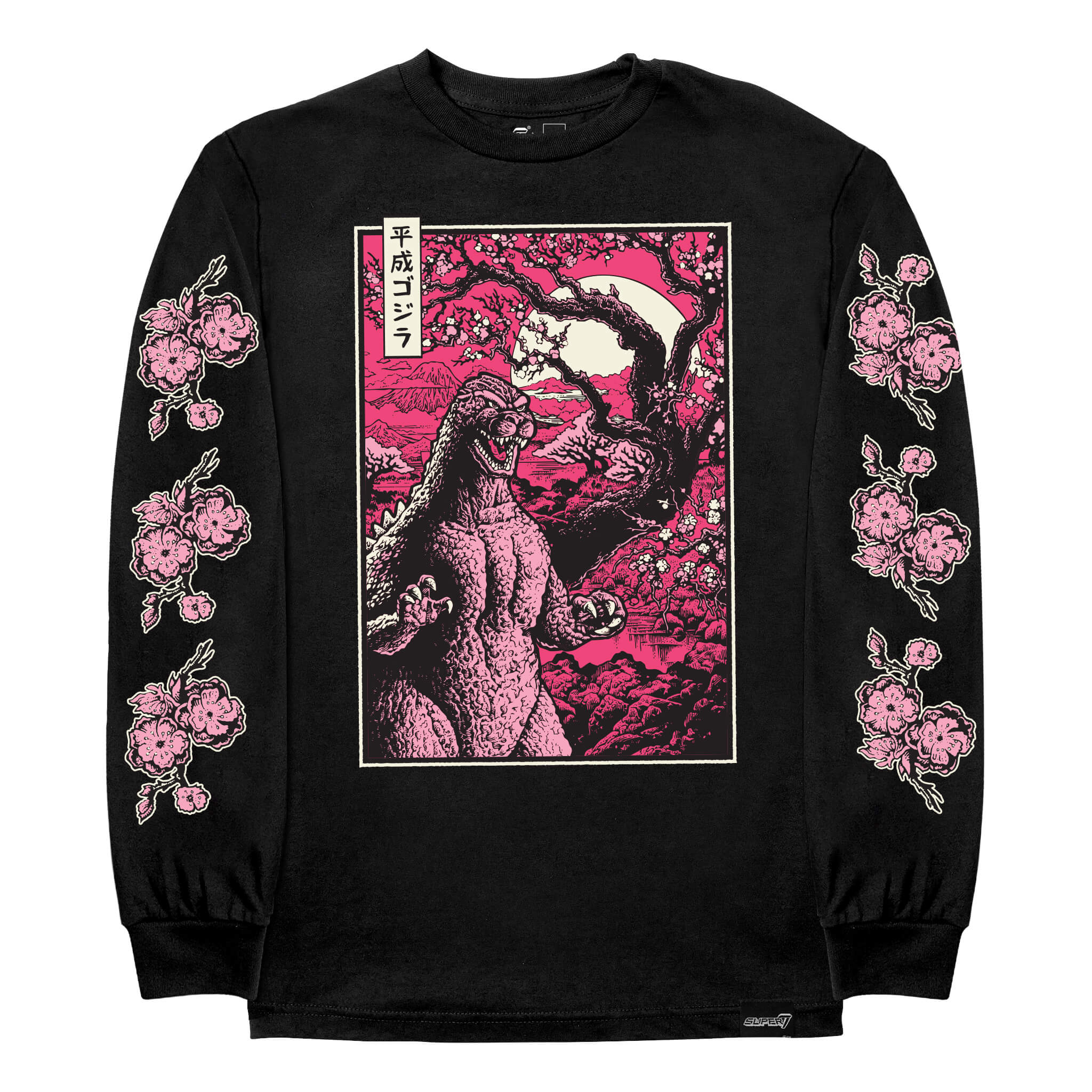 Toho T-Shirts - Godzilla Cherry Blossom (Black Long Sleeve)