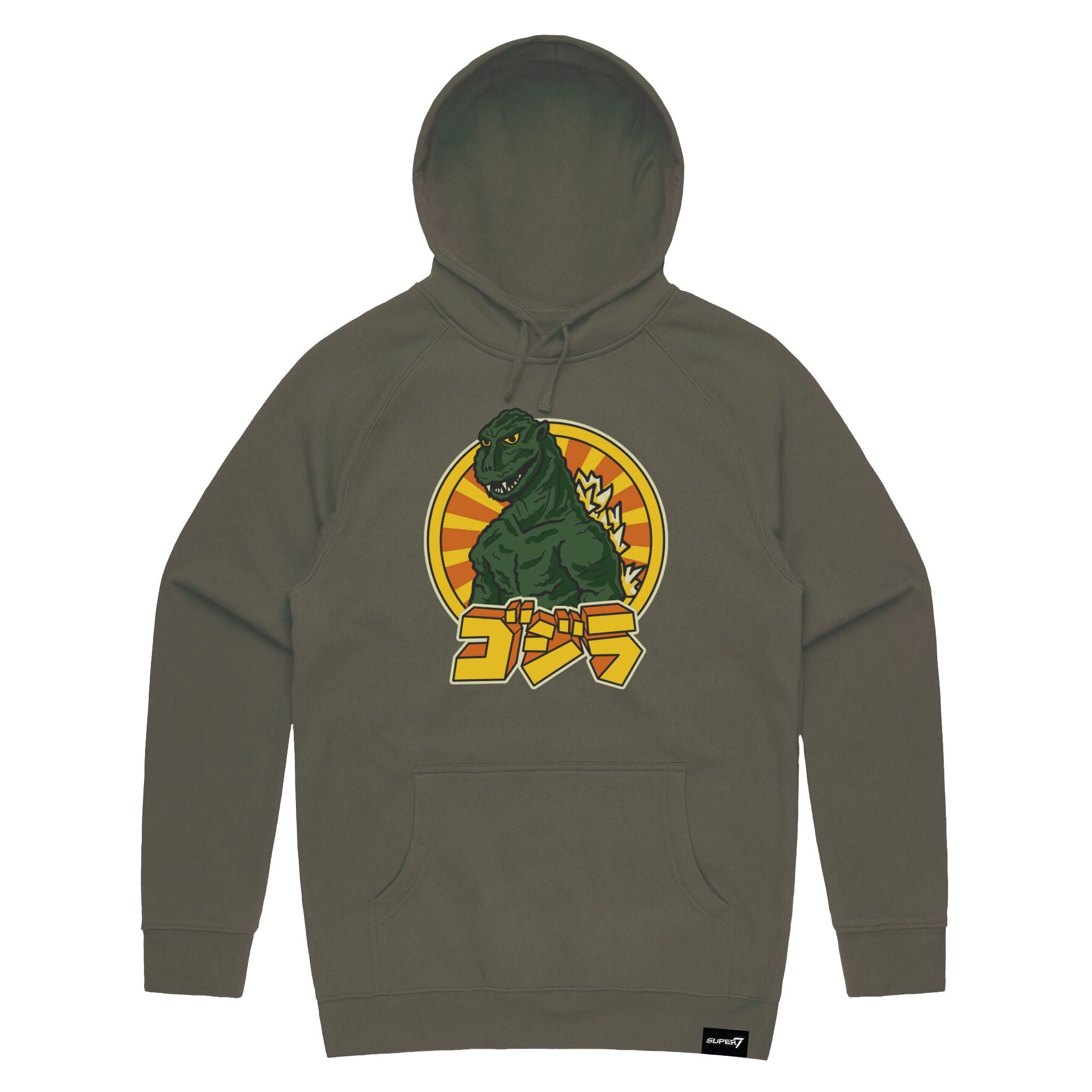 Toho Godzilla Retro Army Green pullover Hoodie