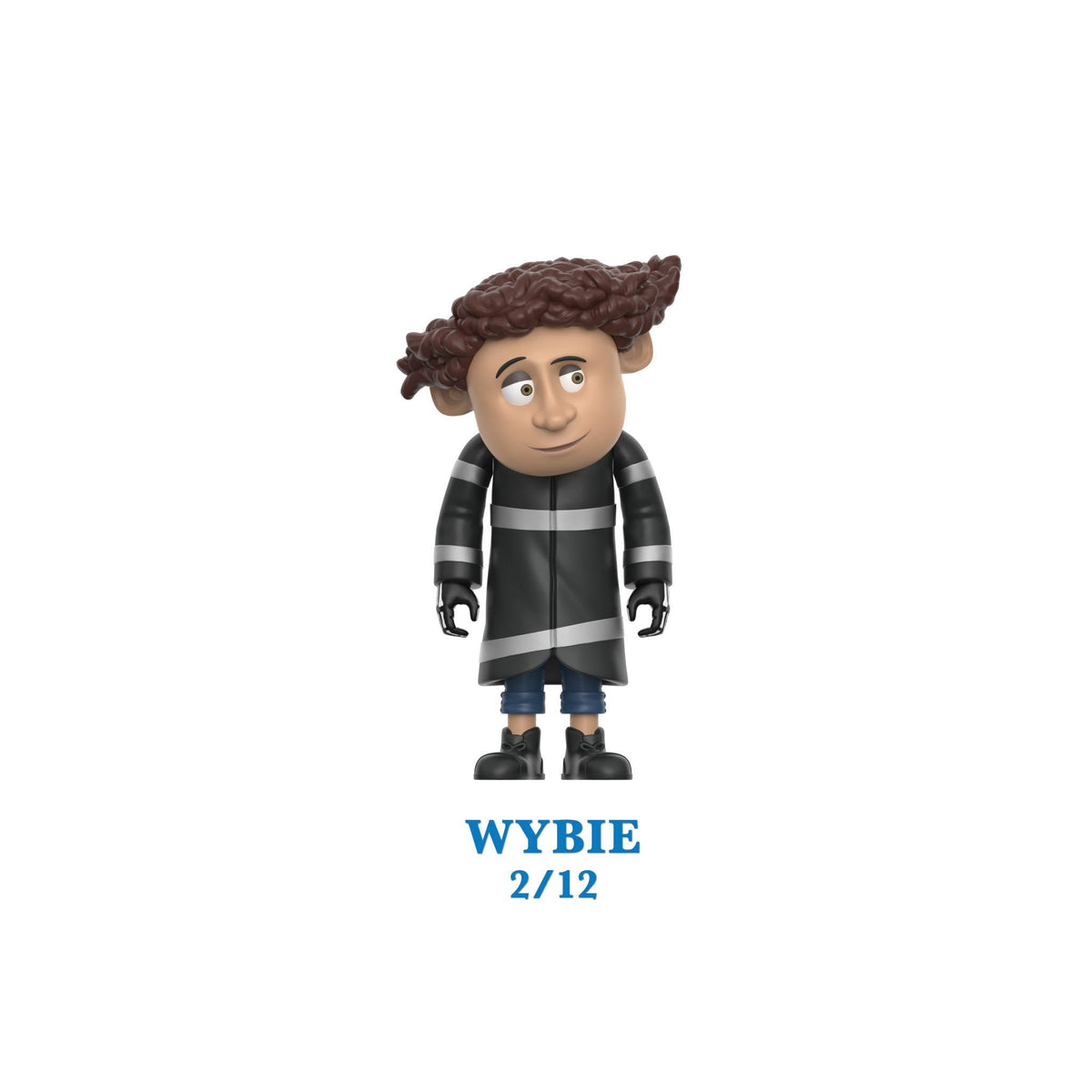 Wybie action figure in a black and gray outfit standing upright.