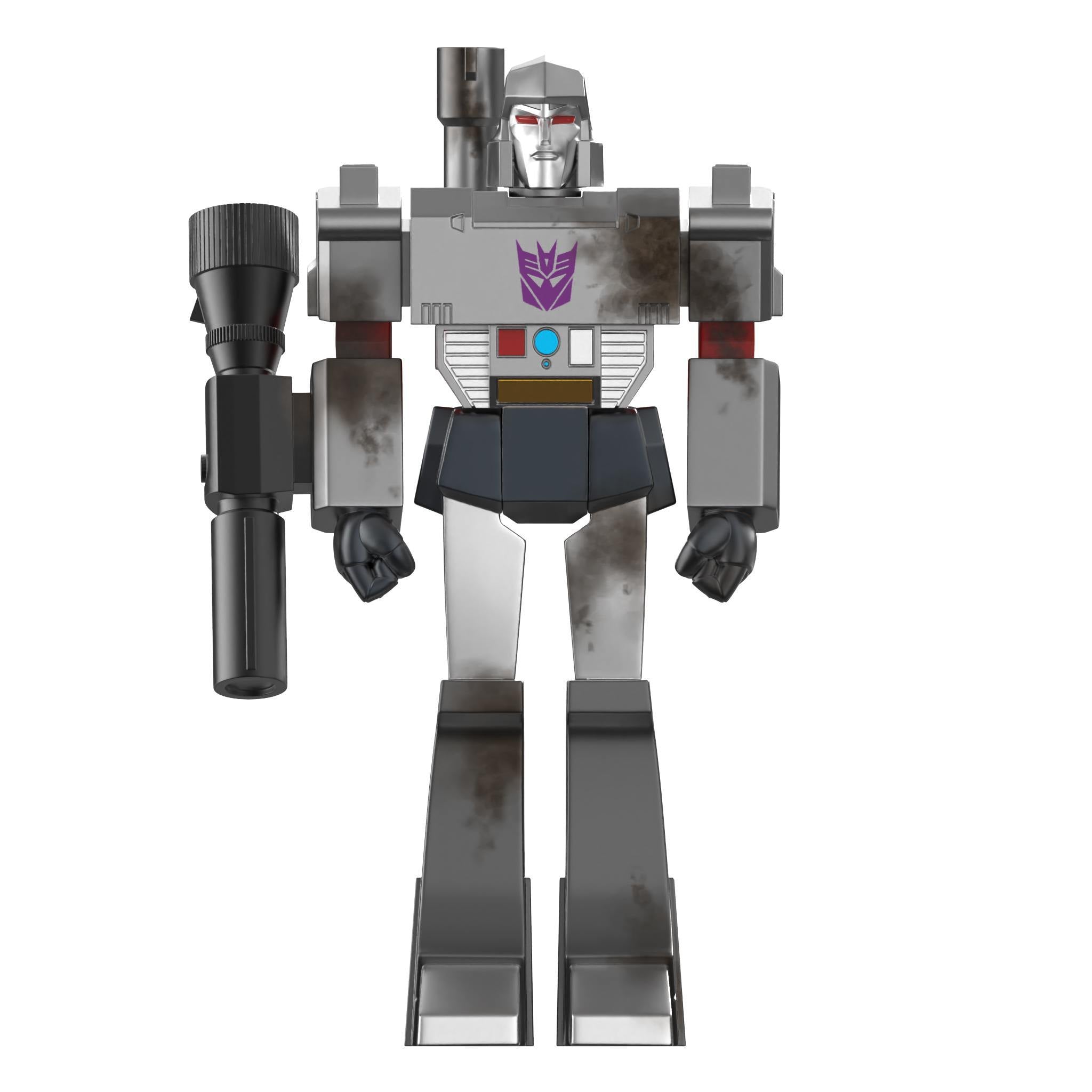 Megatron Battle Damaged Metallic ReAction Figure with fusion cannon accessory