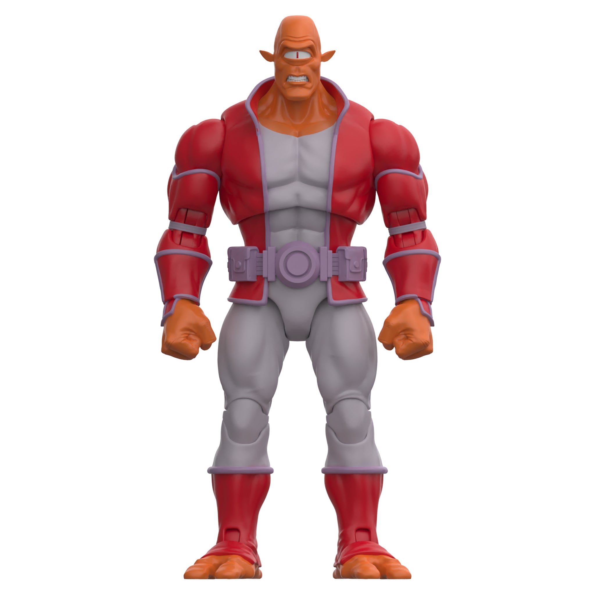 Allen action figure from Invincible Deluxe Wave 01, in a red suit with lavender trim, chest up