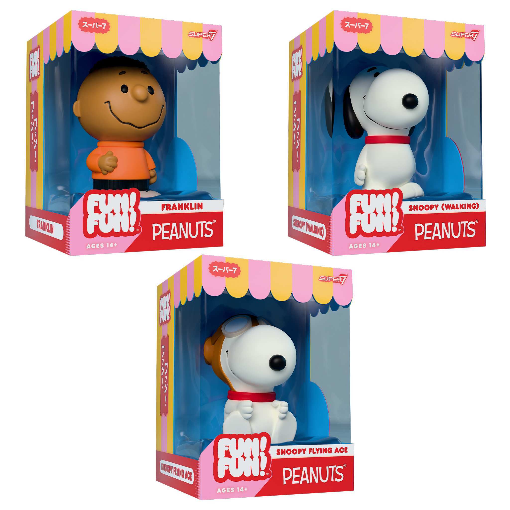 Peanuts FUN! FUN! Wave 02 - Snoopy (Walking), Snoopy (Flying Ace) & Franklin