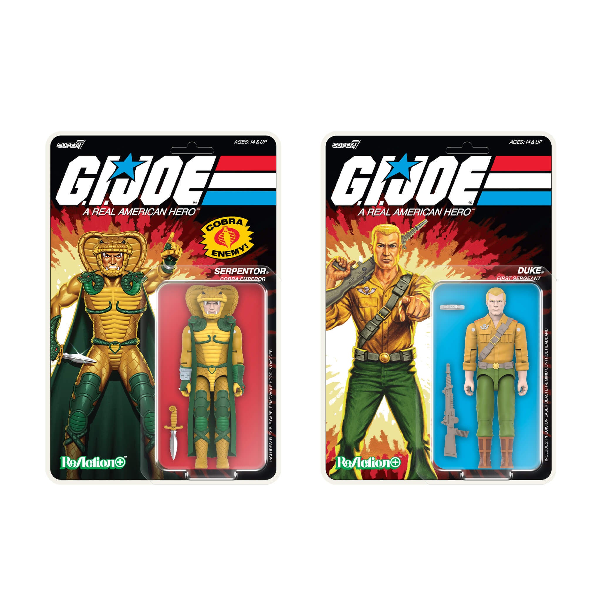 G.I. Joe ReAction+ Wave 2 - Serpentor (Cartoon) & Duke (Cartoon)