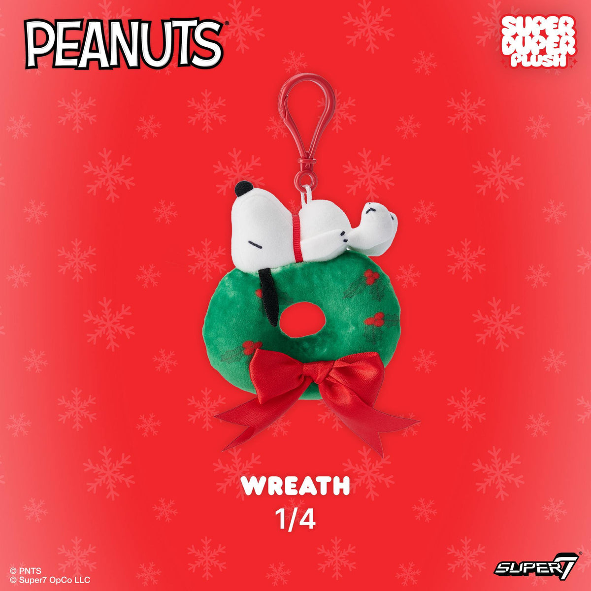 Snoopy on wreath plush keychain, Wreath 1/4