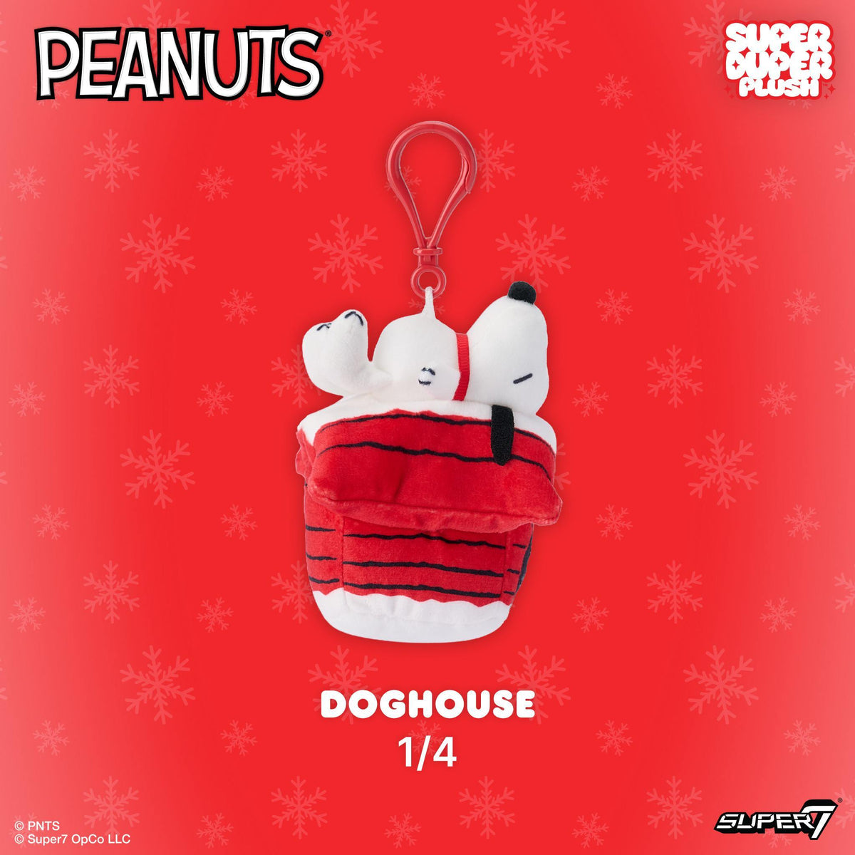 Snoopy on snowy doghouse plush keychain, Doghouse 1/4