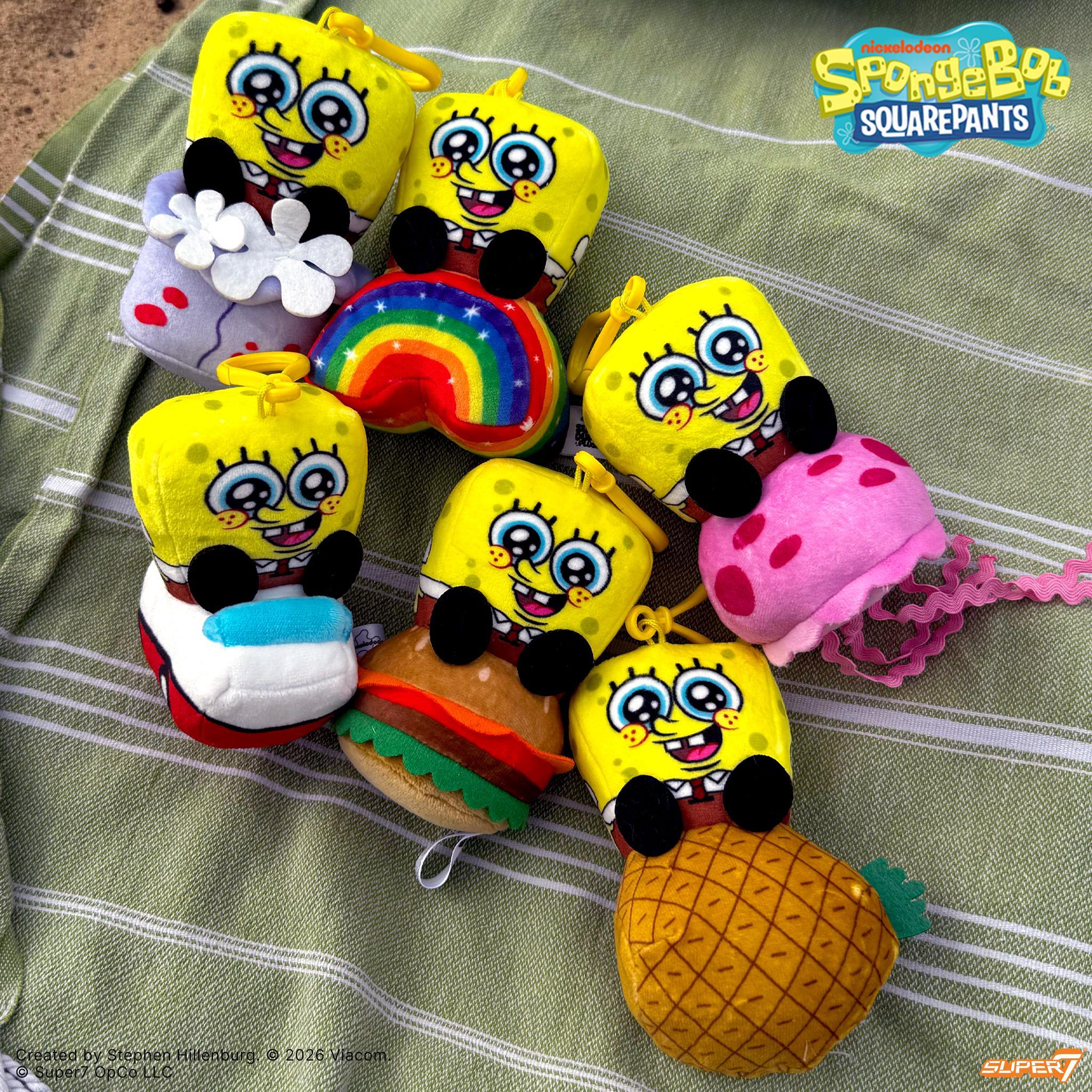 SpongeBob SquarePants Super Duper Plush Keychains Wave 01 featuring six unique character designs