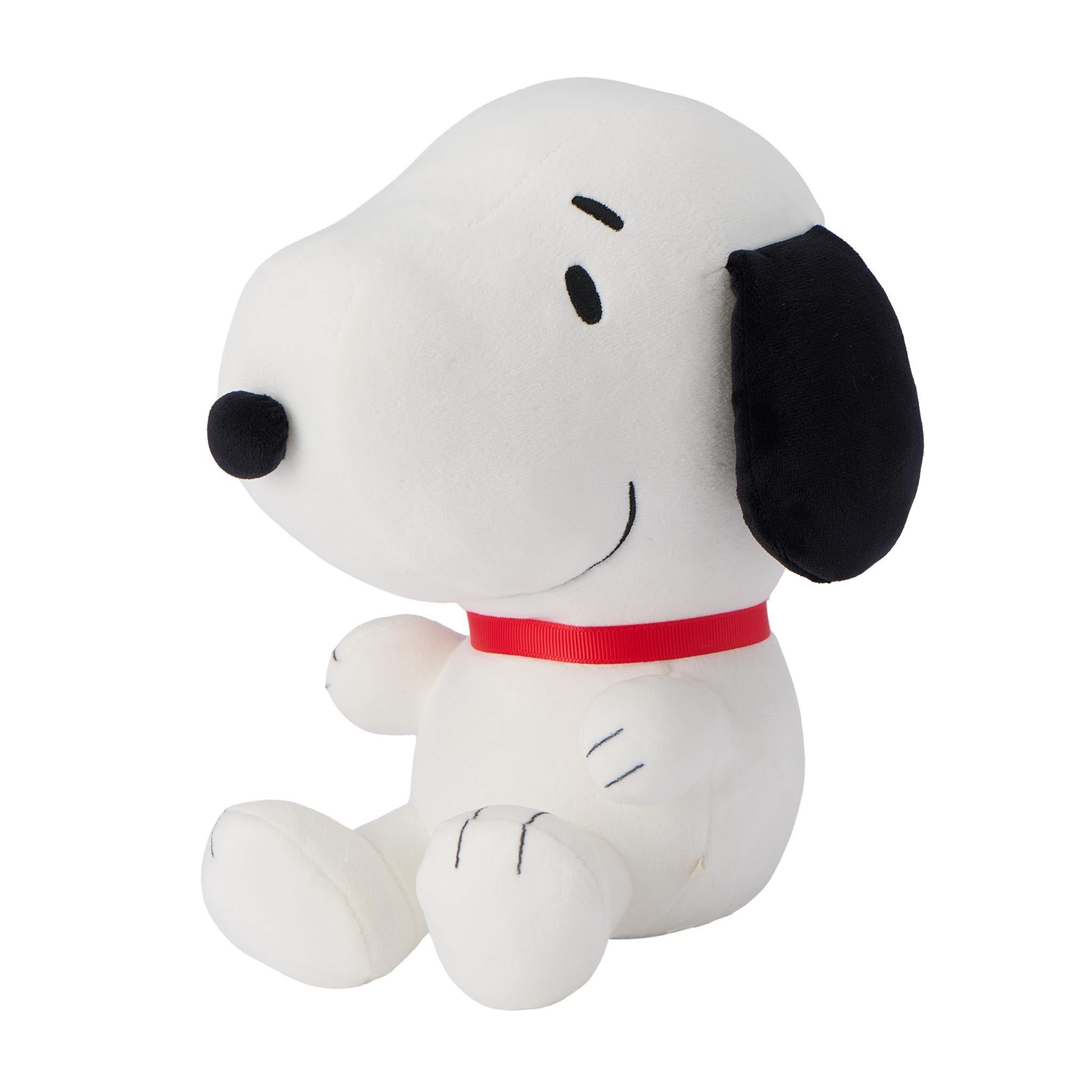 Closeup of a Snoopy plush head with a red collar from the Peanuts Adopt a Puppy Wave 01 collection