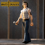 Bon Scott ReAction Figure with microphone, leopard print vest, and tattoos