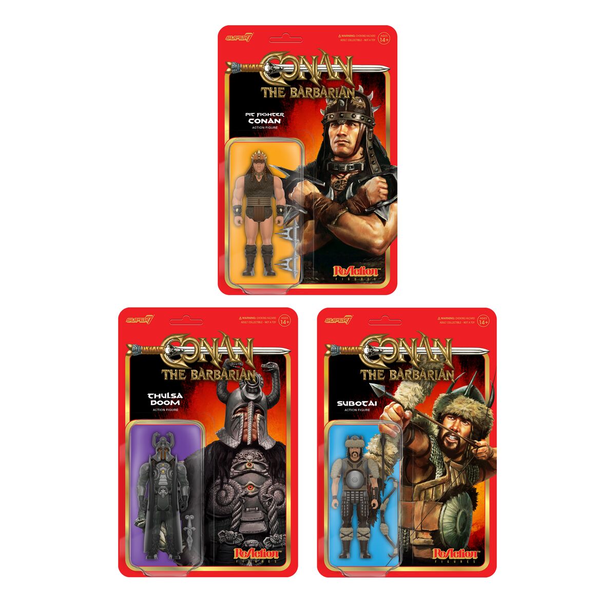 Conan the Barbarian ReAction Figures Wave 01 - Thulsa Doom, Pit Fighter Conan, Subotai