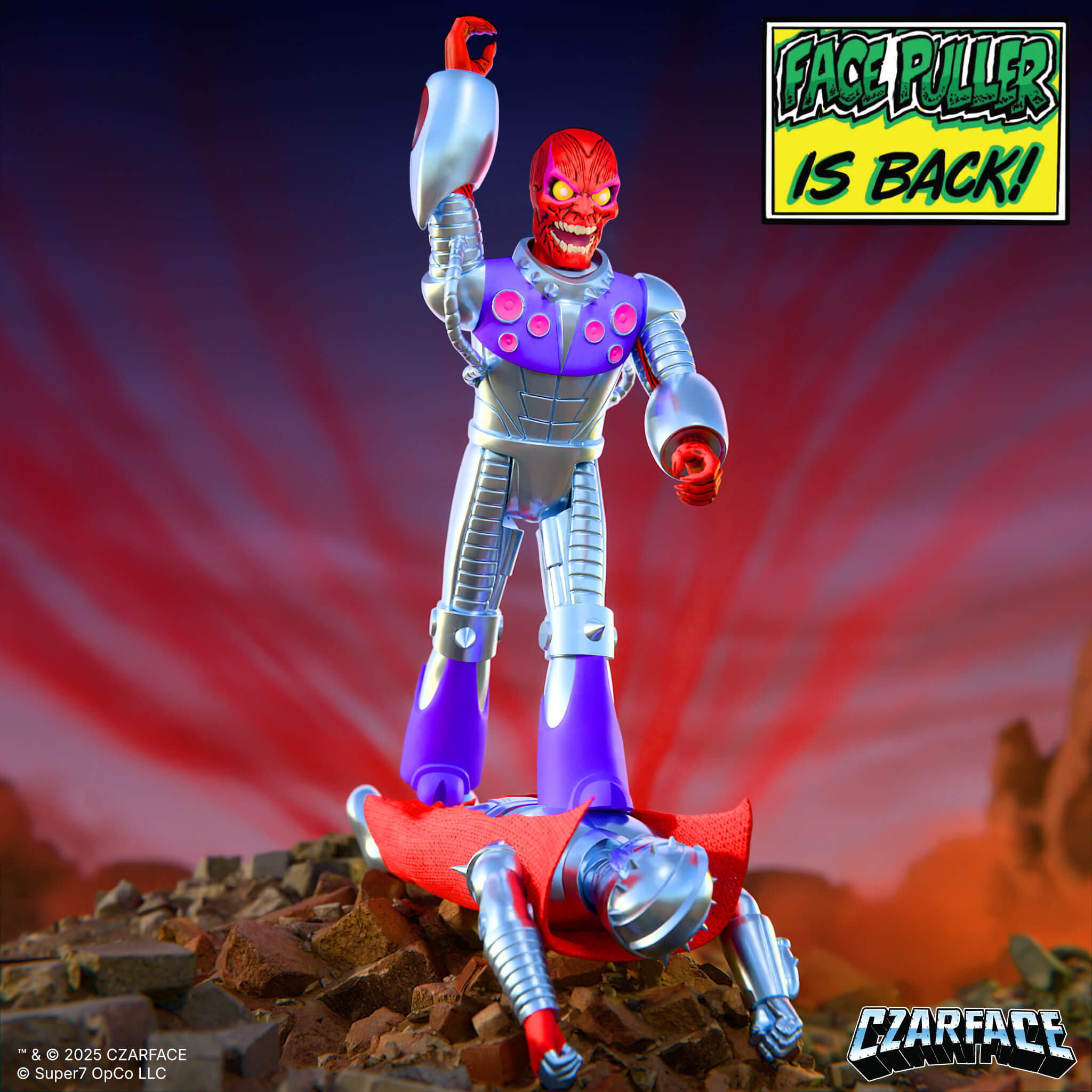 Czarface ReAction Figures: Czarface & Frankie Pulitzer 2-Pack. Frankie Pulitzer stands on a defeated Czarface