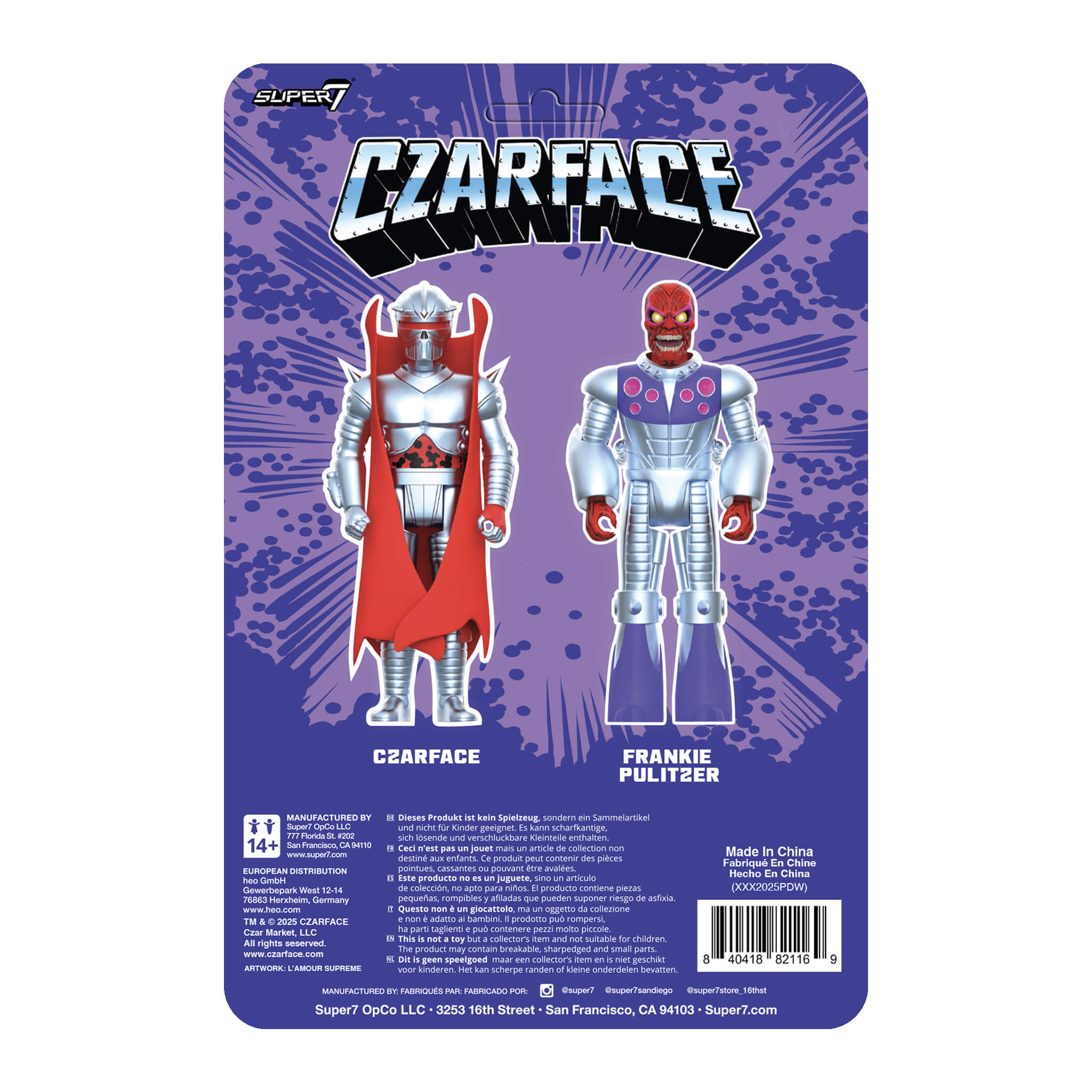 Czarface ReAction Figures Czarface & Frankie Pulitzer 2-Pack back of packaging