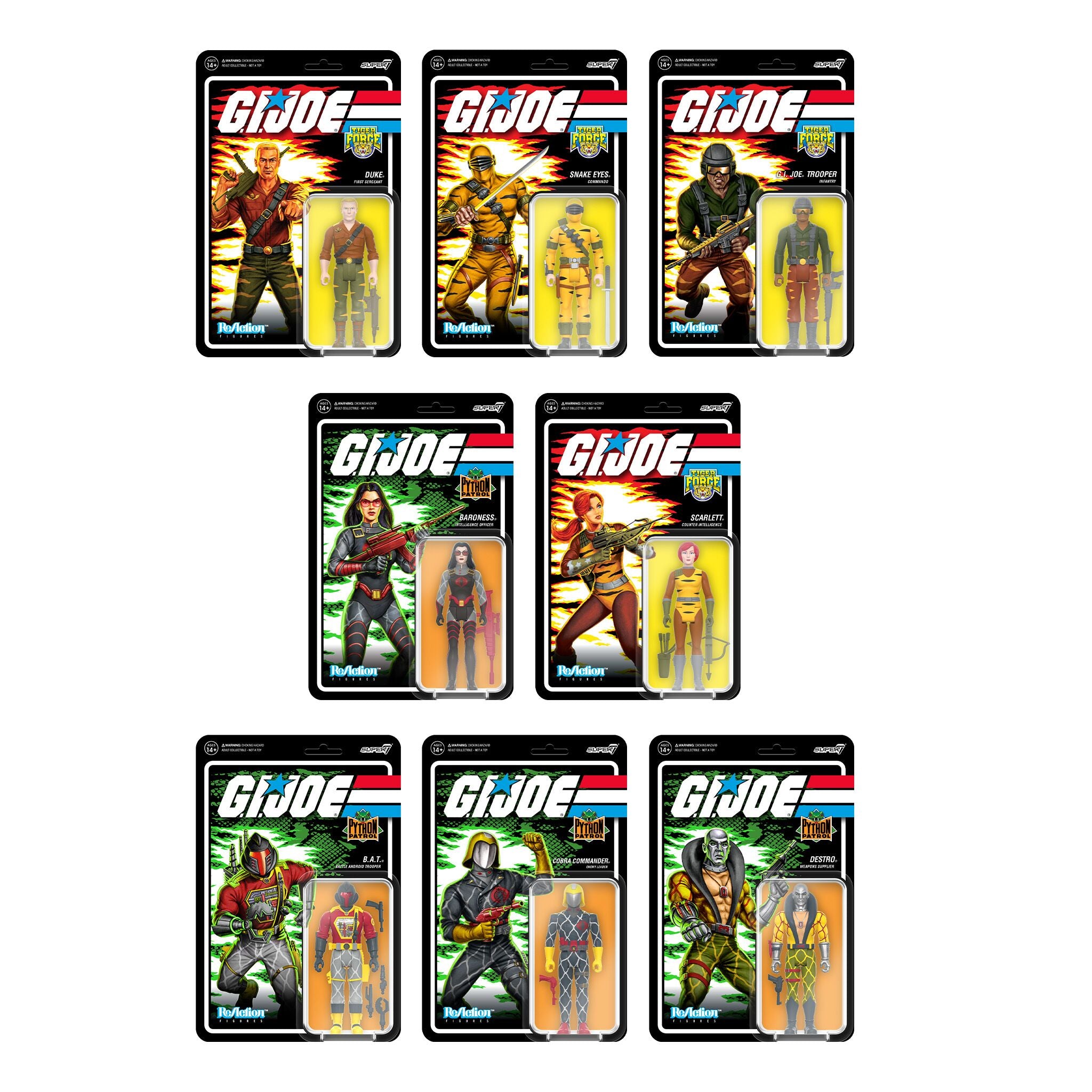 G.I. Joe ReAction Figures Wave 6 - Tiger Force & Python Patrol - Set of 8