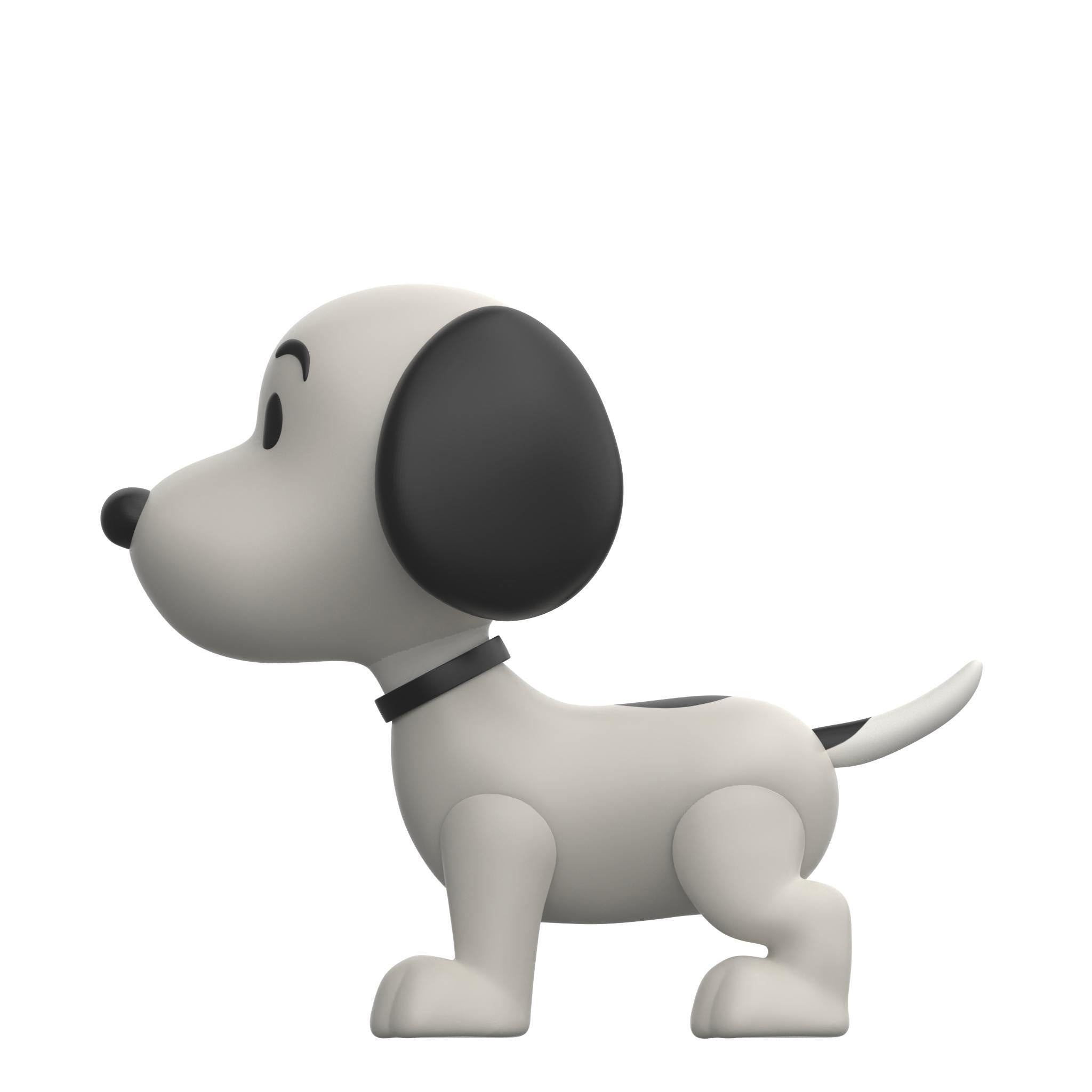 Full Snoopy ReAction Figure standing on all fours with white body black ears and collar.