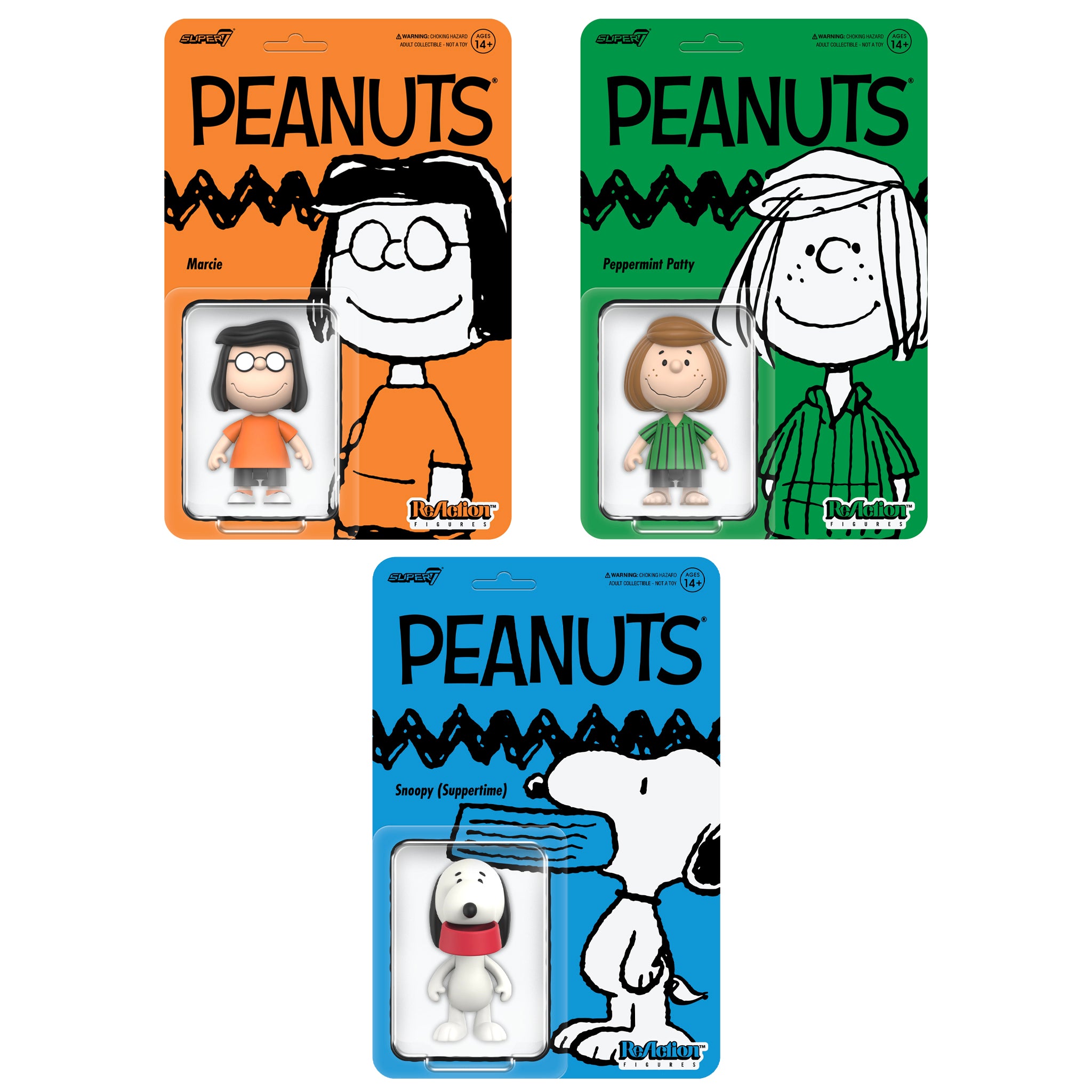 Peanuts ReAction Figures Wave 09 - Peppermint Patty, Marcie & Snoopy (Suppertime)