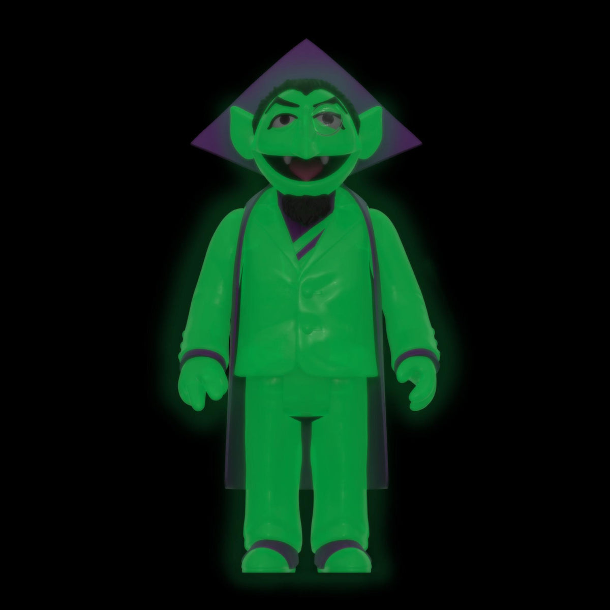 Count Von Count ReAction figure glowing bright green in the dark