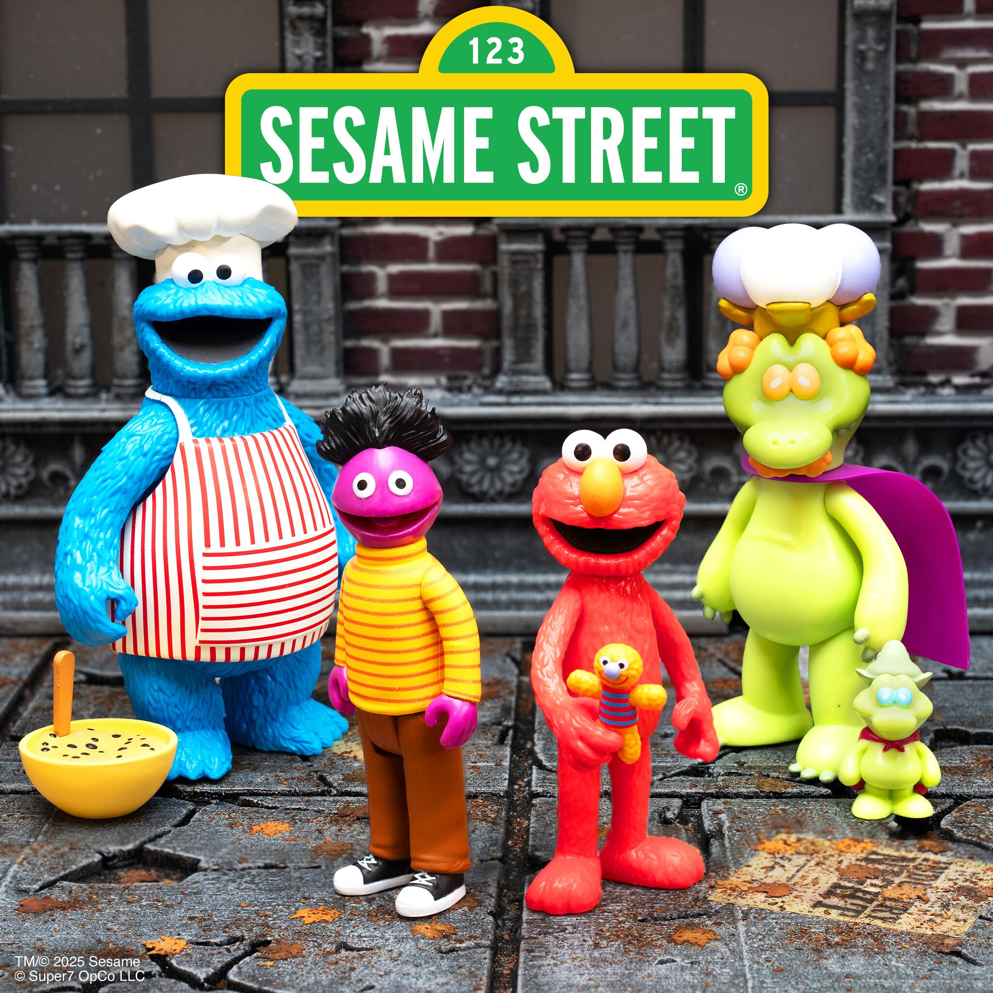 Sesame Street ReAction Figures Wave 04 - Chef Cookie Monster, Elmo, Alligator King, & Roosevelt Franklin