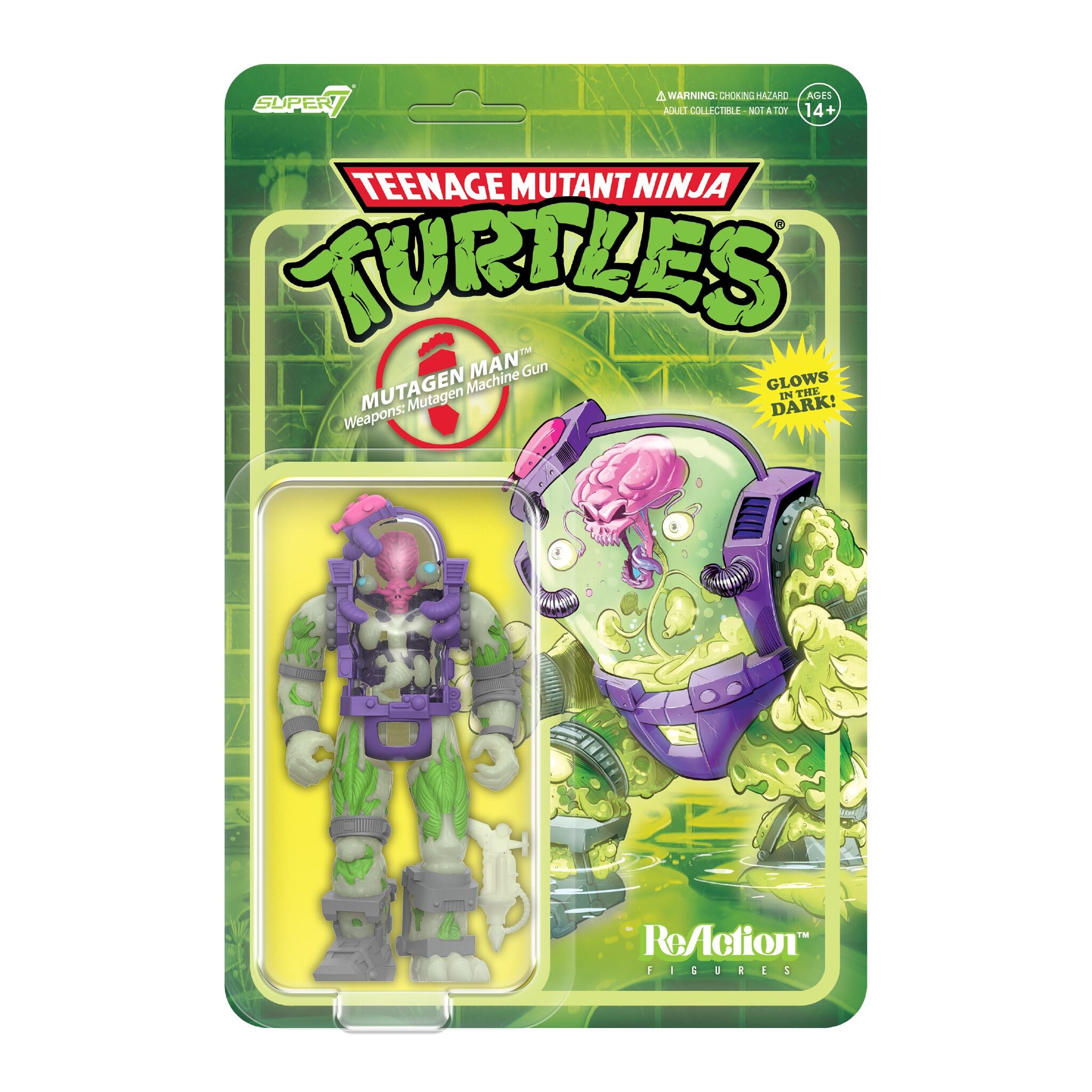 Teenage Mutant Ninja Turtles ReAction Figures - Mutagen Man (Glow), Foot Soldier (Blue Glow), Ray Fillet Bioluminescent (Green Glow)