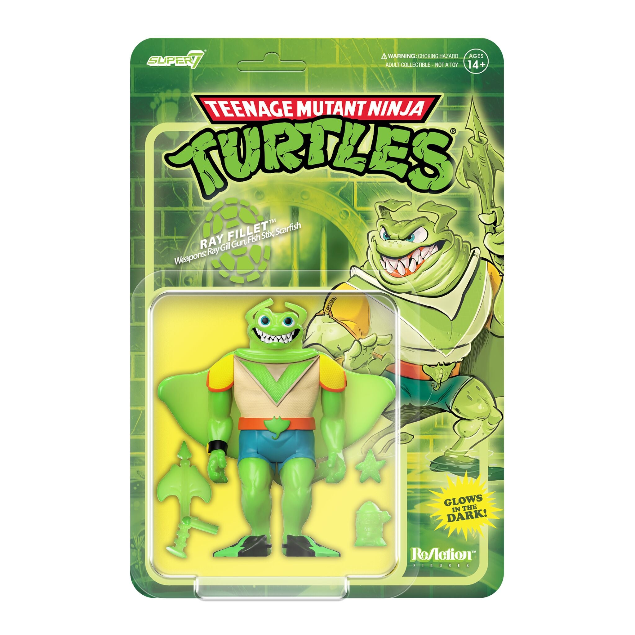 Teenage Mutant Ninja Turtles ReAction Figures - Ray Fillet Bioluminescent (Green Glow)
