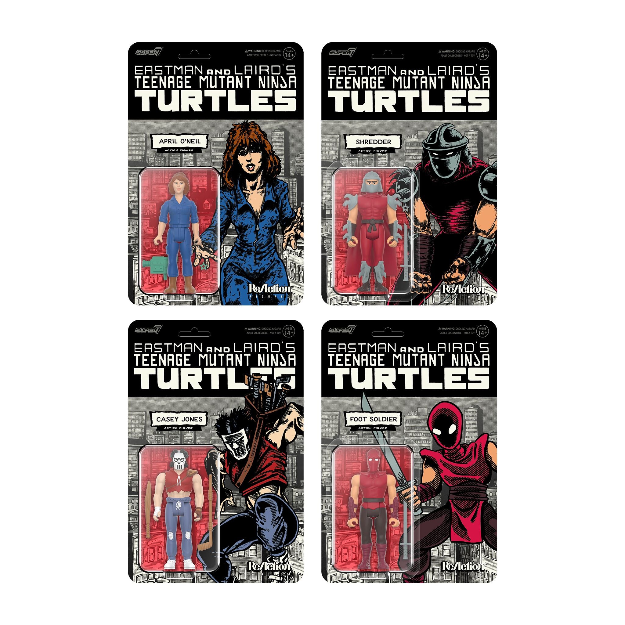 Teenage Mutant Ninja Turtles ReAction Figures Wave 11 - April O'Neil, Casey Jones, Shredder, & Foot Soldier (Comic Color)