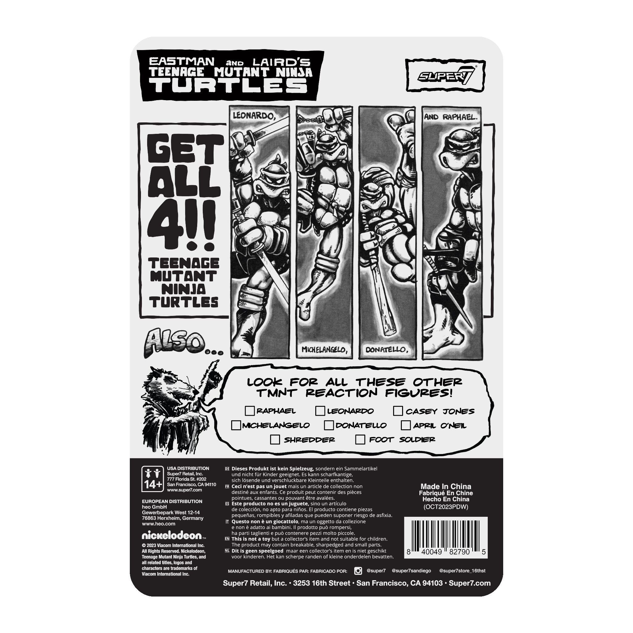 Teenage Mutant Ninja Turtles ReAction Figure Wave 9 - Leonardo (Comic Greyscale)