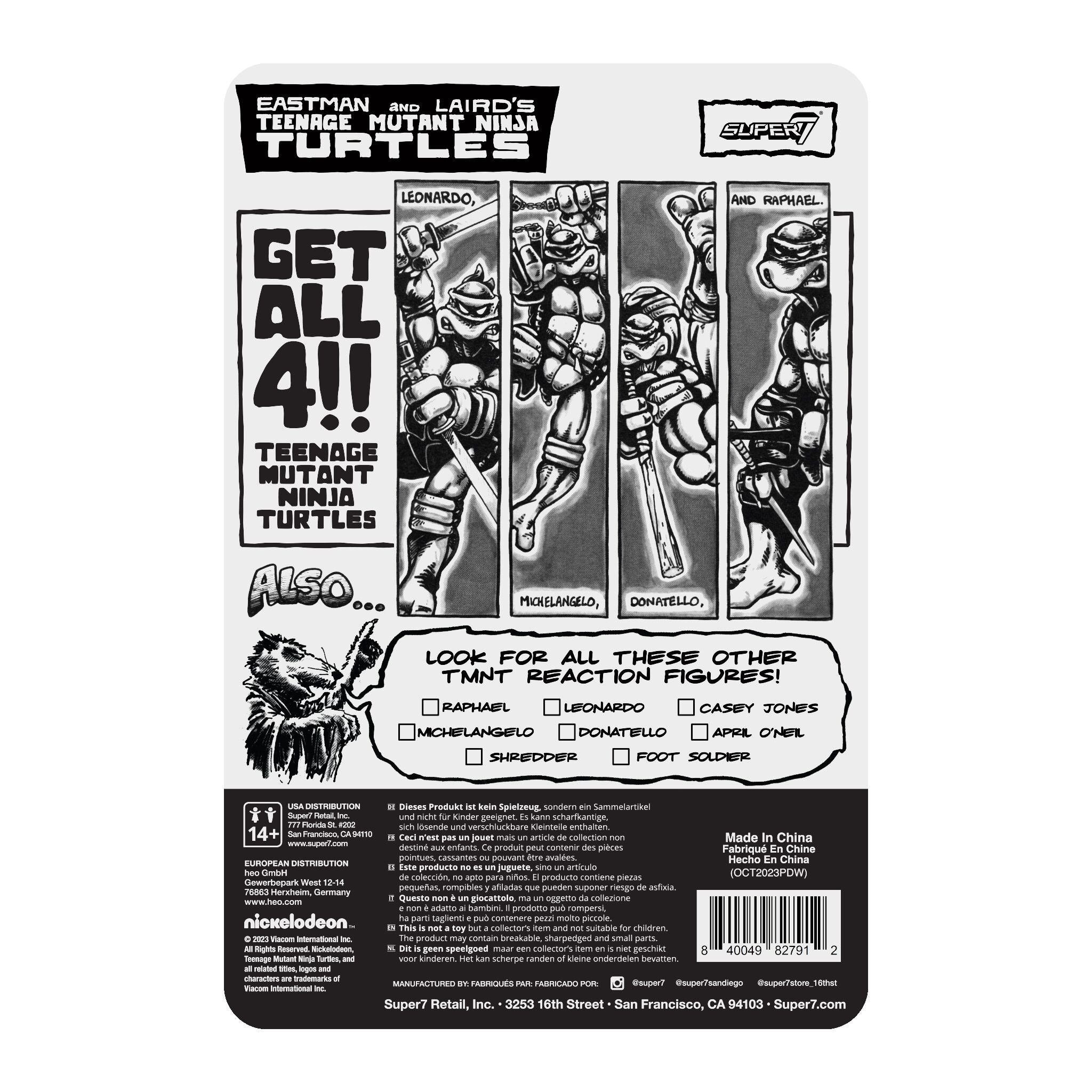 Teenage Mutant Ninja Turtles ReAction Figure Wave 9 - Raphael (Comic Greyscale)