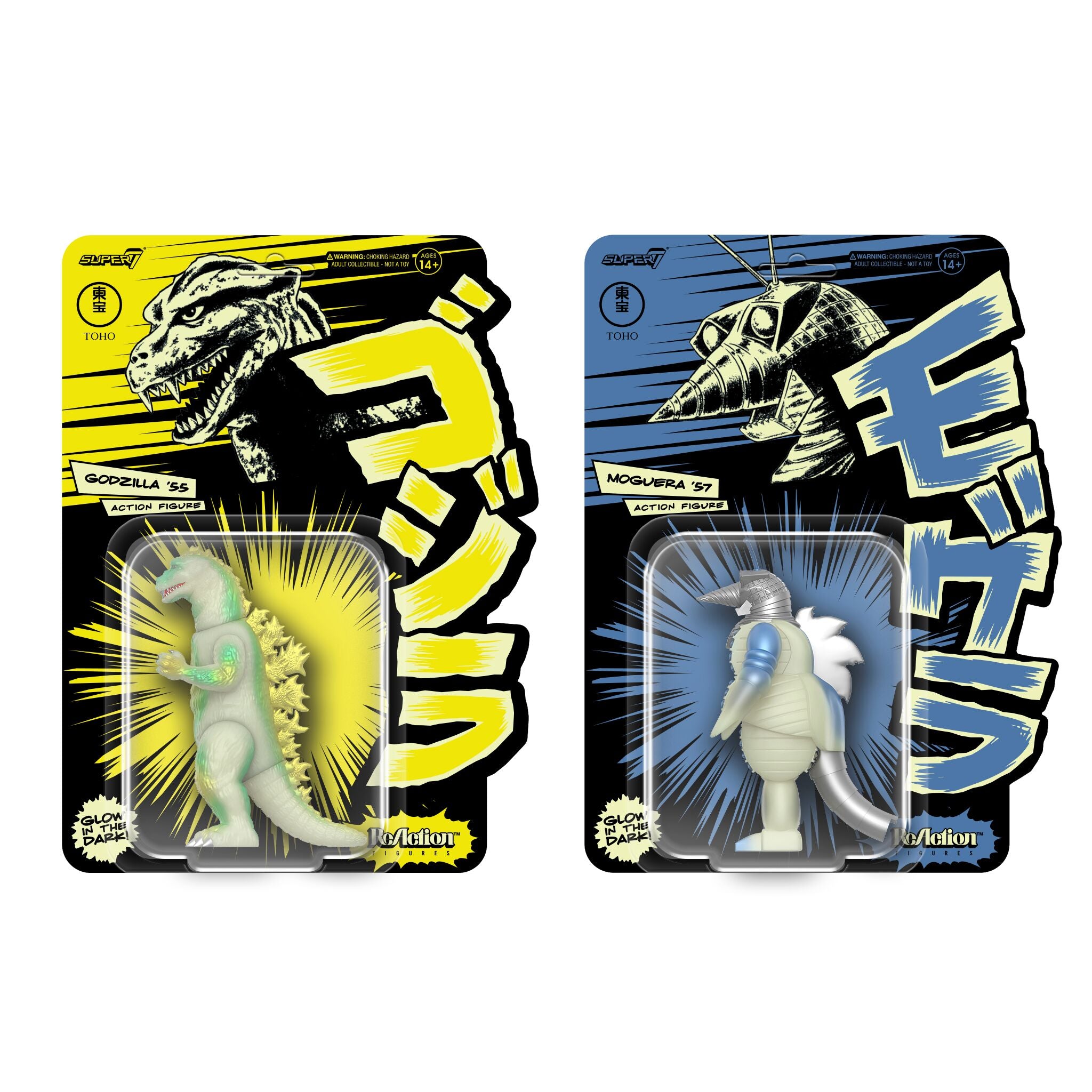 Toho ReAction Figures - Moguera (Glow) & Godzilla '55 (Glow)