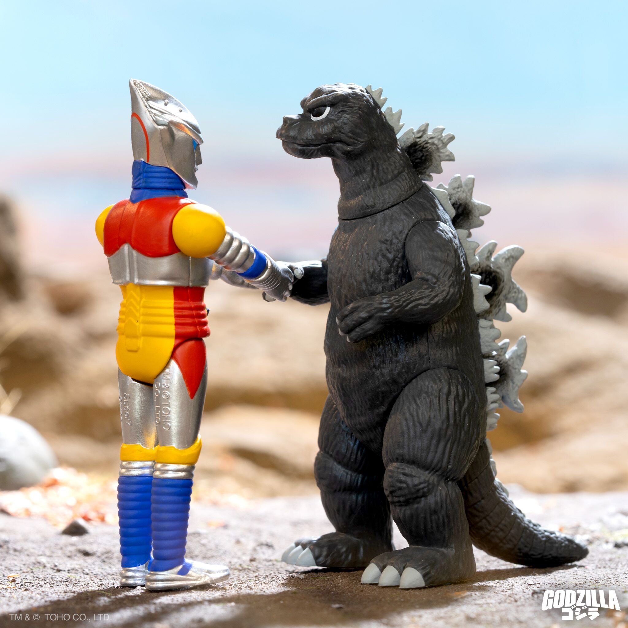 Toho ReAction Figures - Godzilla & Jet Jaguar Shaking Hands (2 Pack)