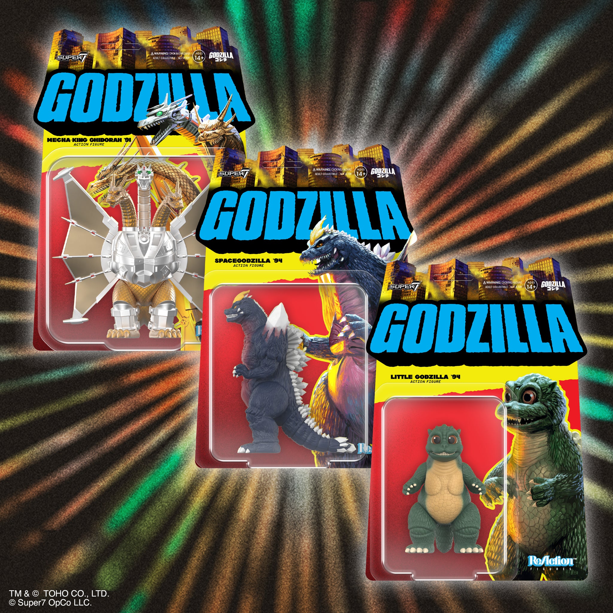 Toho ReAction Figures Wave 11 - SpaceGodzilla, Little Godzilla & Mecha-King Ghidorah