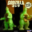 Toho ReAction Wave 12 glow figures Godzilla 89 and Mechagodzilla 93 posed in a city backdrop.