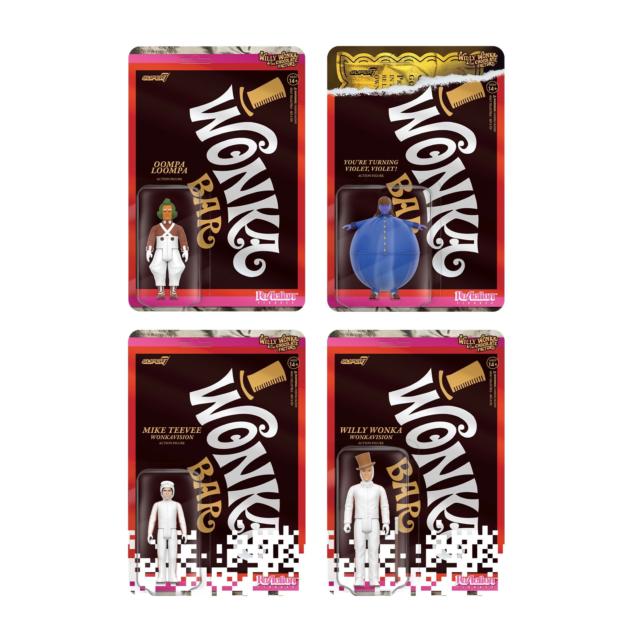 Willy Wonka & The Chocolate Factory ReAction Wave 3 - Set of 4 Figures