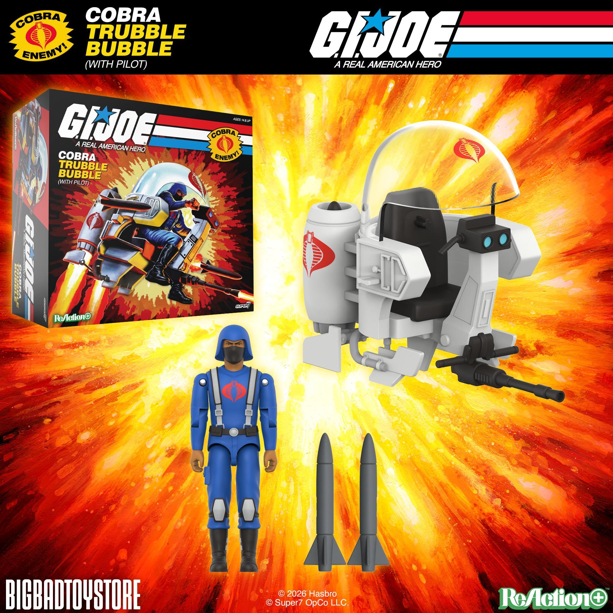 Cobra Trubble Bubble banner showing Cobra emblem and G I Joe branding on a black header