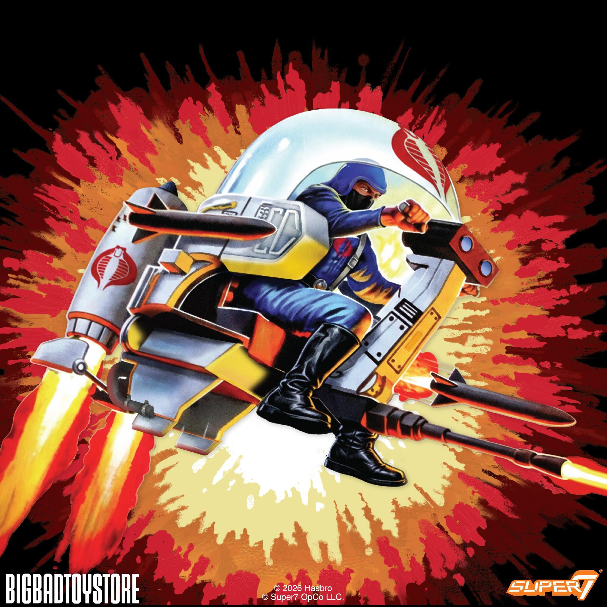 Cobra Trooper piloting a Trubble Bubble against a fiery splatter background.