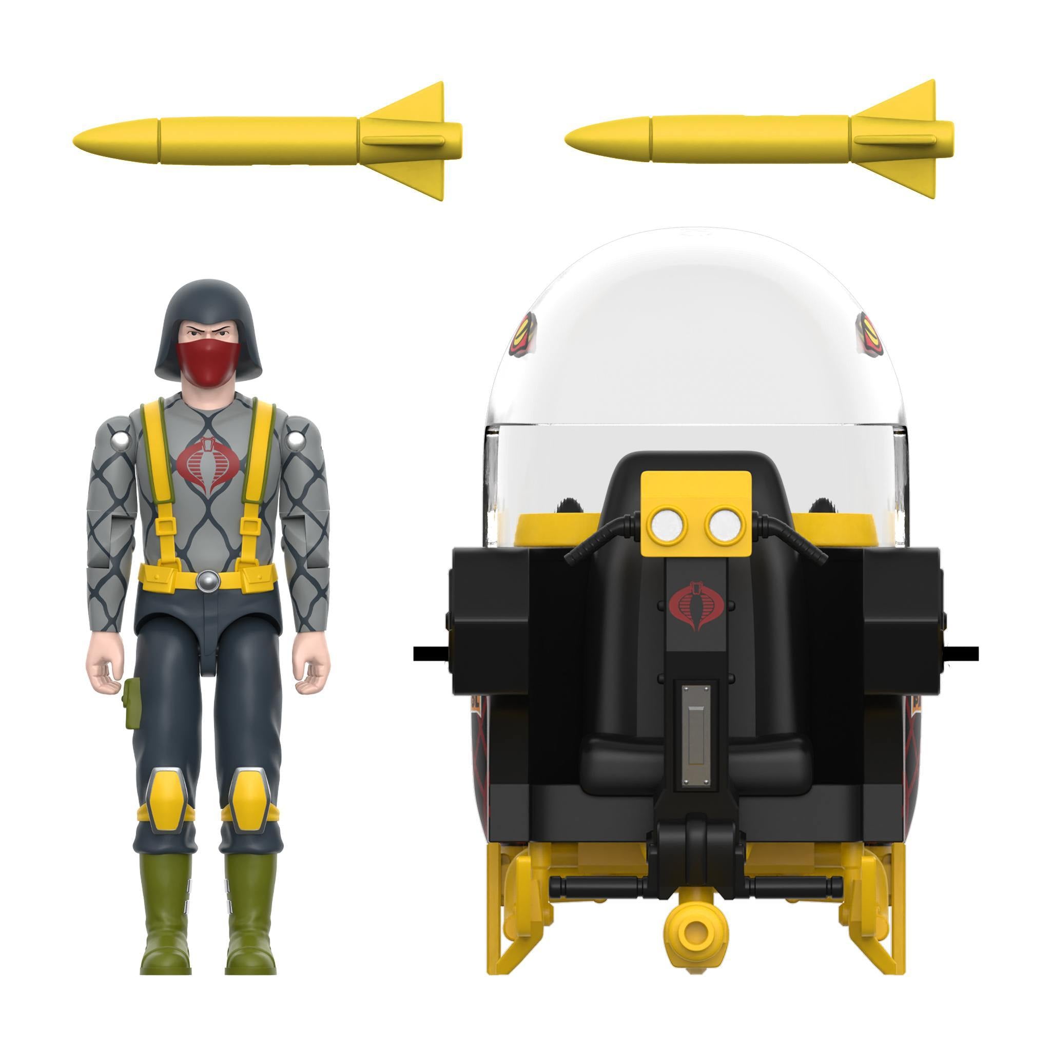 Two yellow missiles above a Cobra Trooper and a white bubble helmet visible.