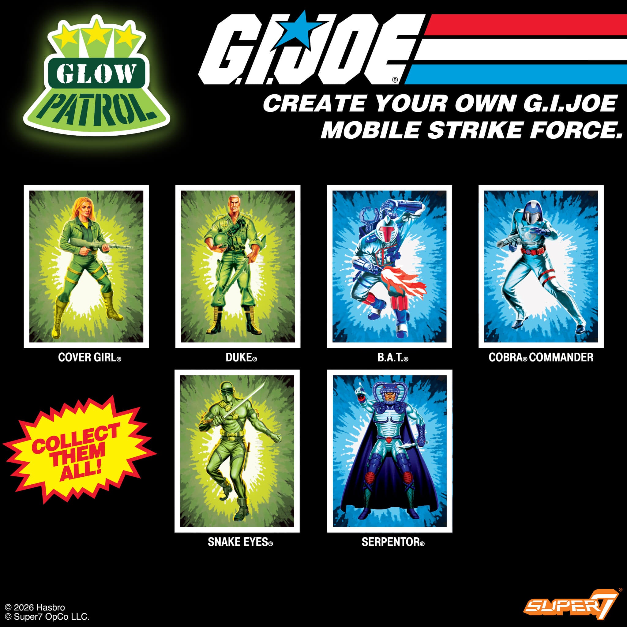G.I. Joe ReAction+ Figures - 3 PK - Cobra (Glow Patrol - Blue)
