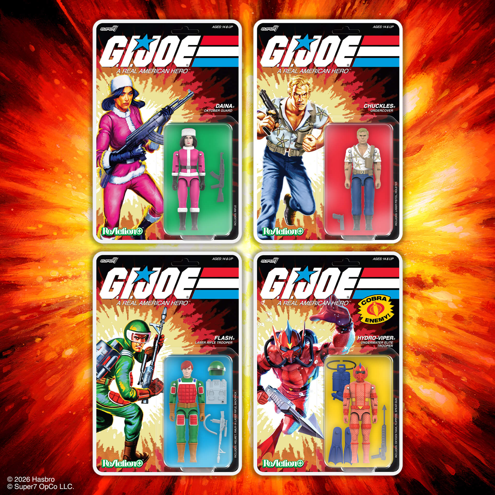 G.I. Joe ReAction+ Wave 07 - Chuckles, Flash, Hydro Viper & Daina