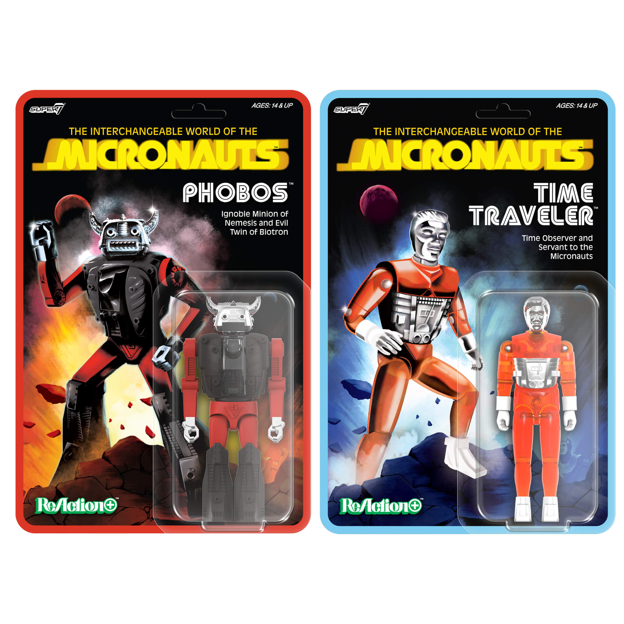 Micronauts ReAction+ Wave 04 - Phobos & Time Traveler (Translucent Orange)
