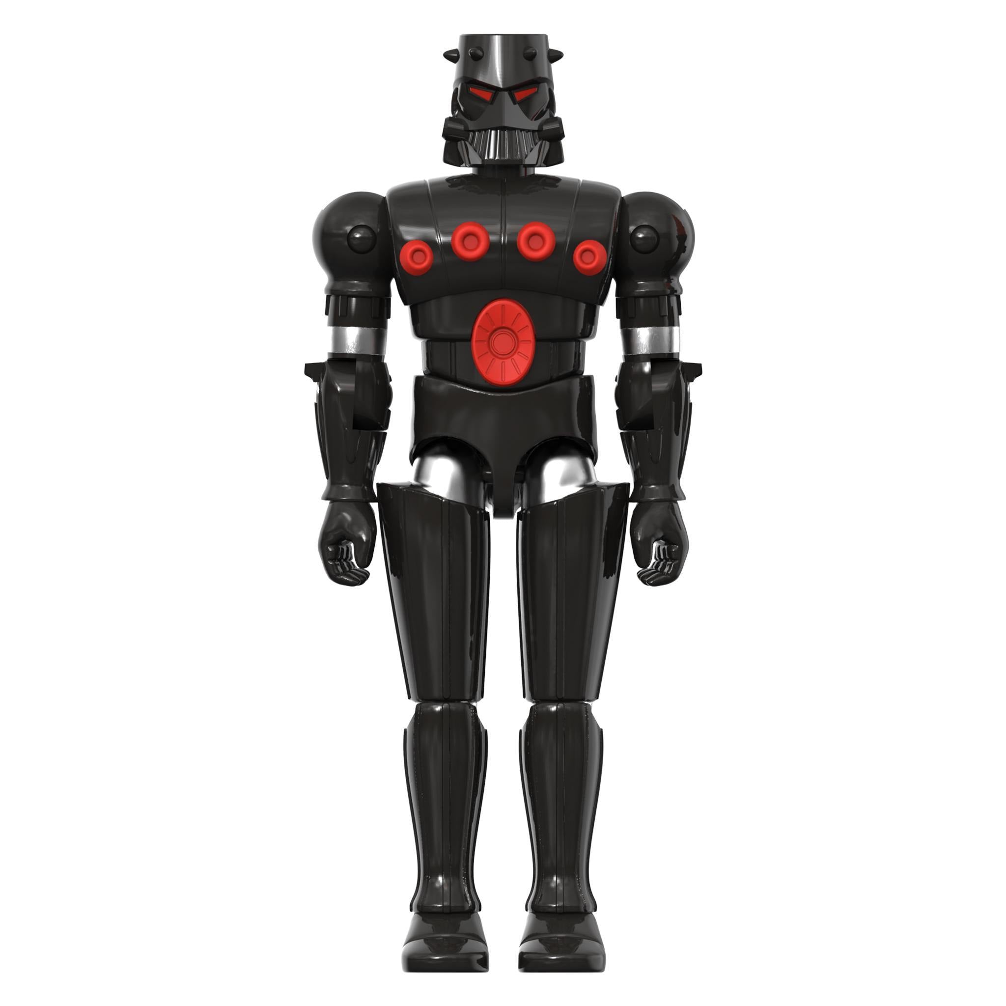 Baron Karza figure close up showing black torso with red chest discs and spiked helmet