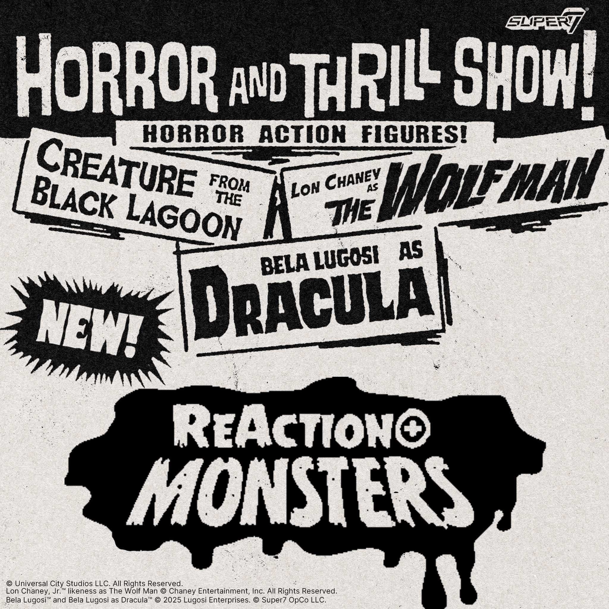 Universal Monsters ReAction+ Wave 1 - Creature from the Black Lagoon, Dracula & The Wolf Man