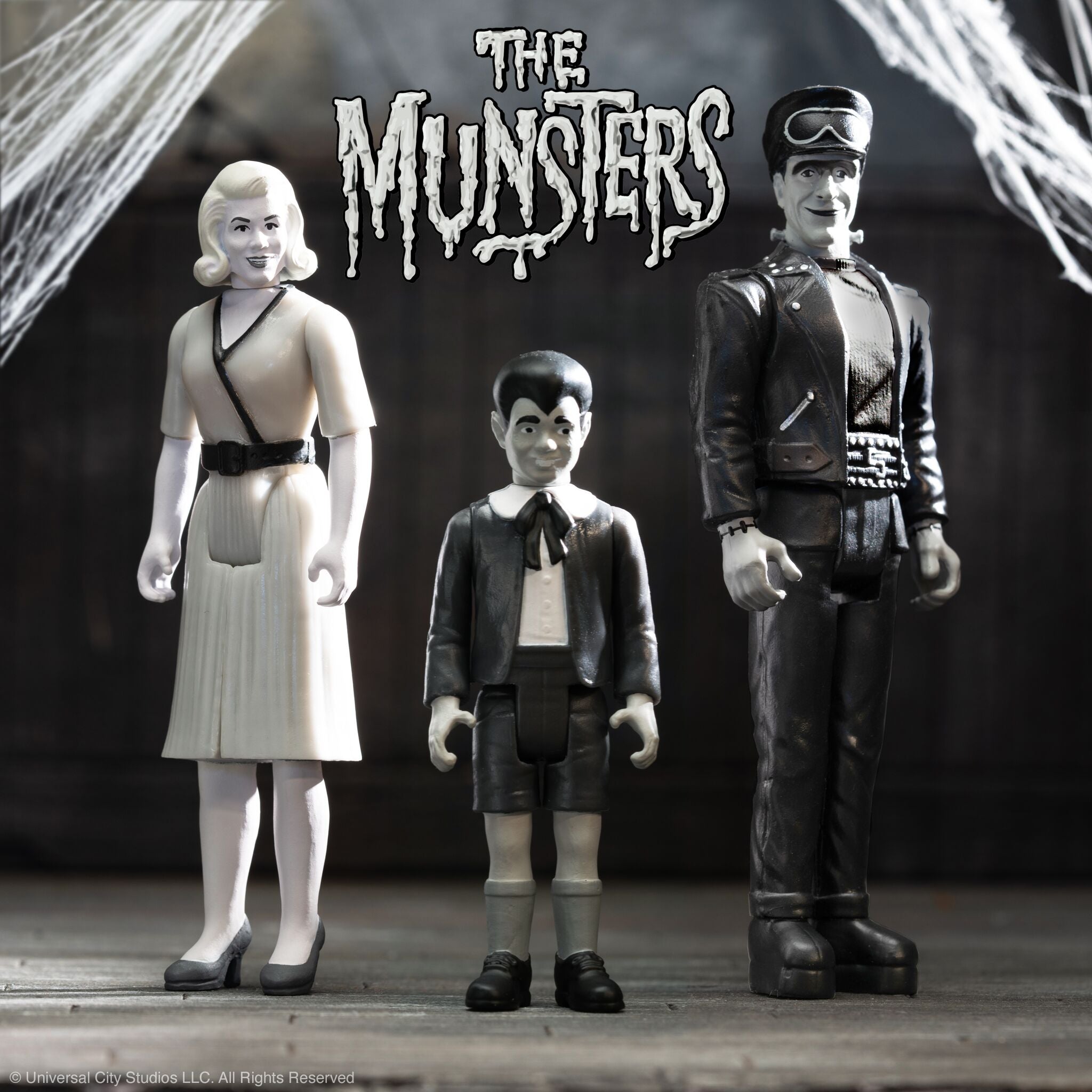 The Munsters ReAction Wave 3 - Eddie Munster, Marilyn Munster & Hot Rod Herman (Grayscale)